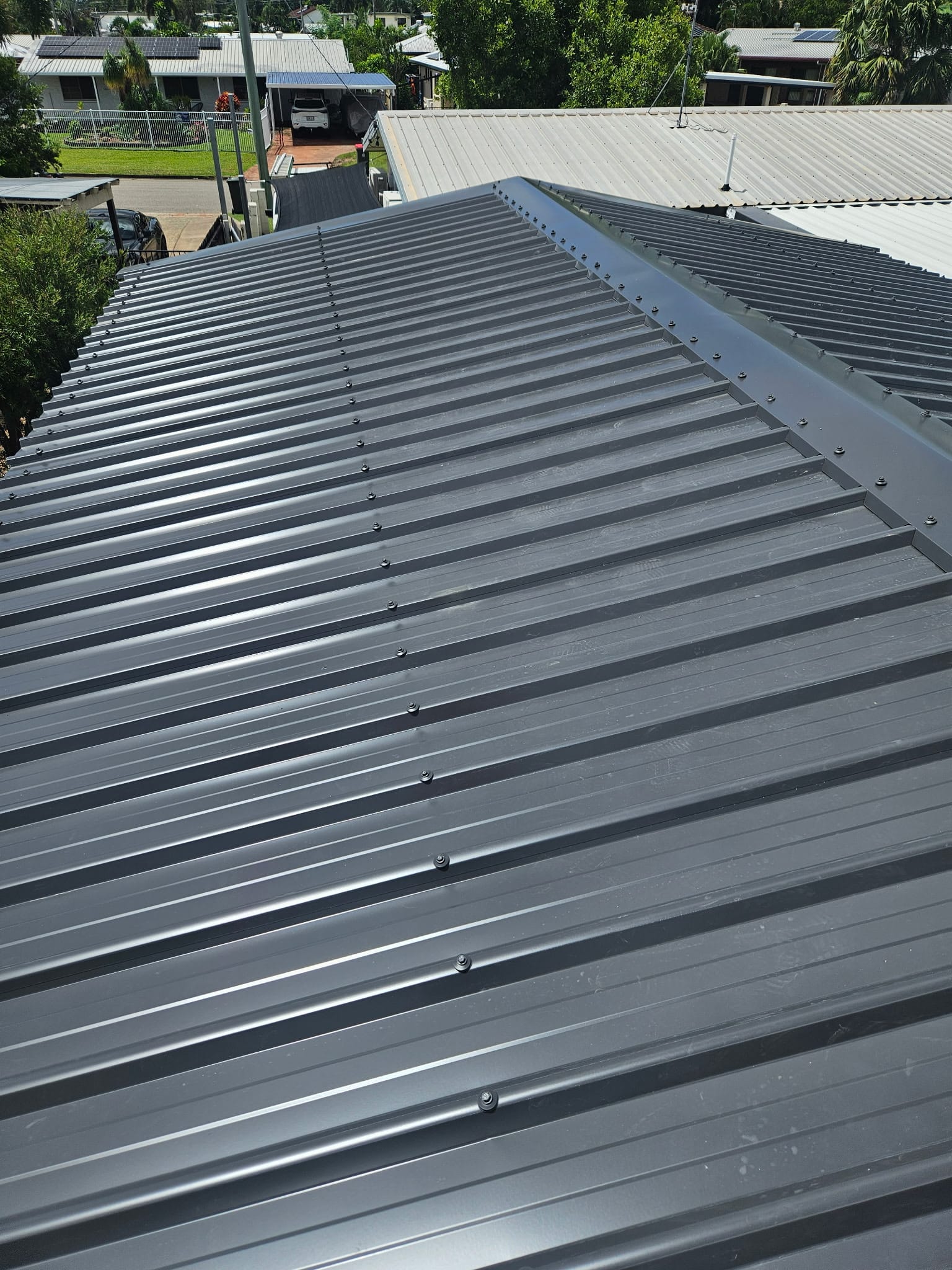 New metal roof installation